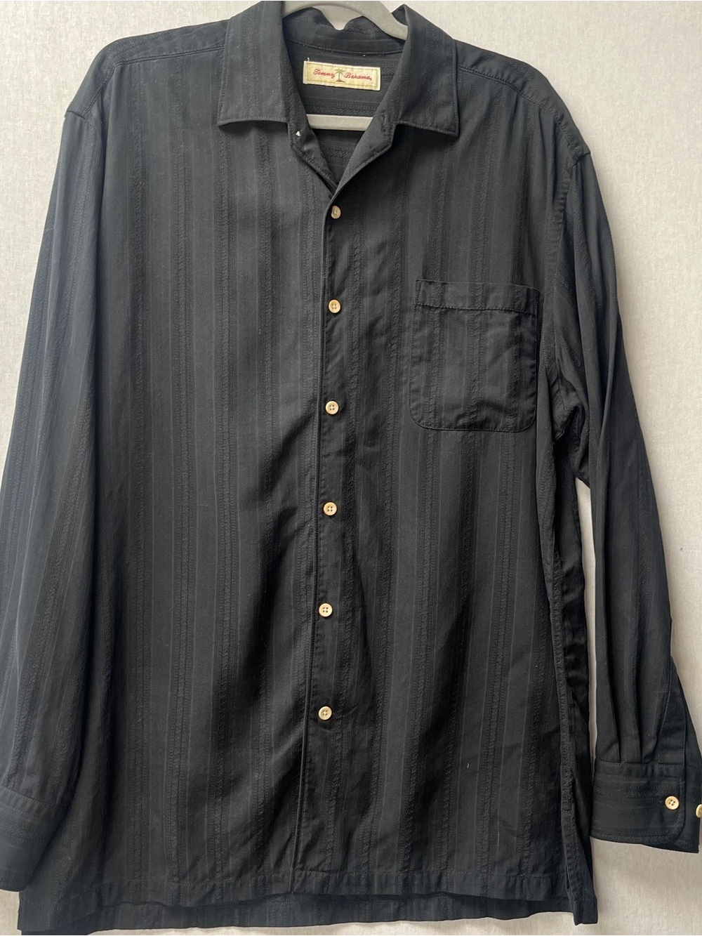 Tommy Bahama Black Lightweight 100% Silk Button Front Shirt Men L